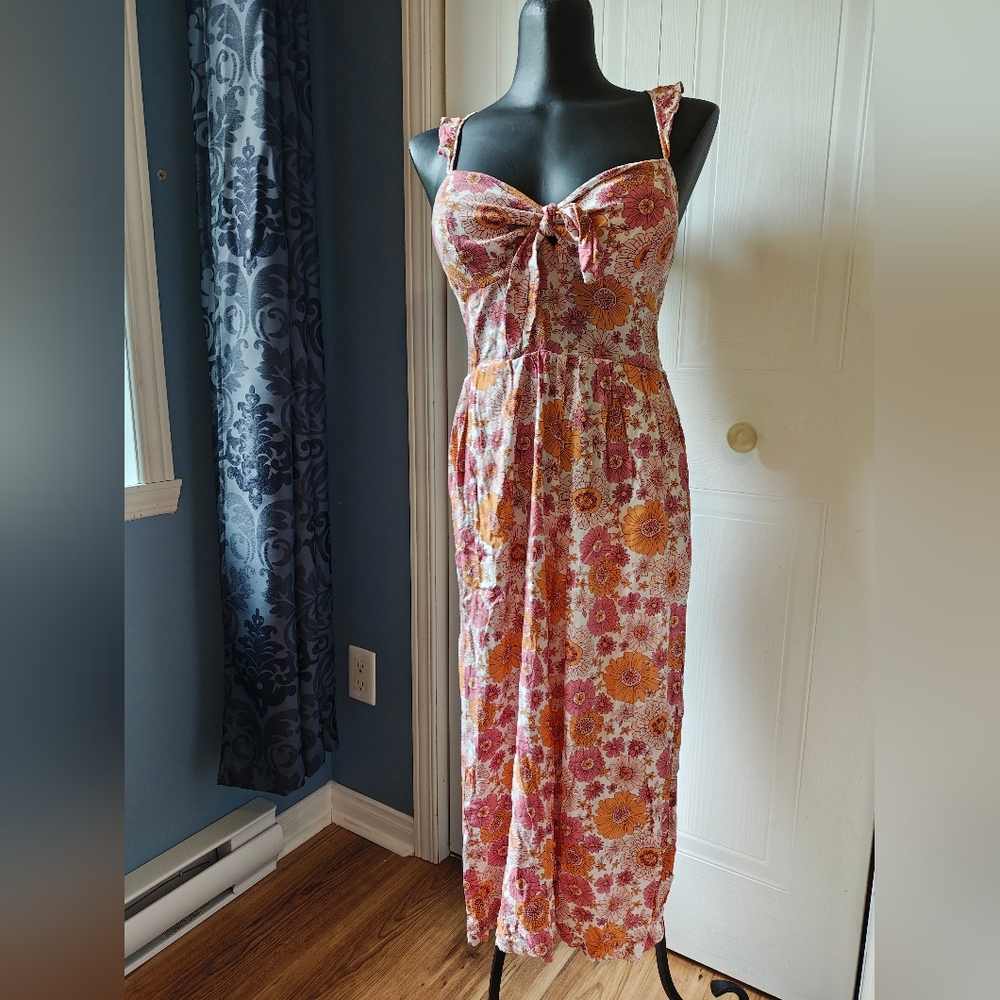 Floral Jumpsuit with Bow Detail